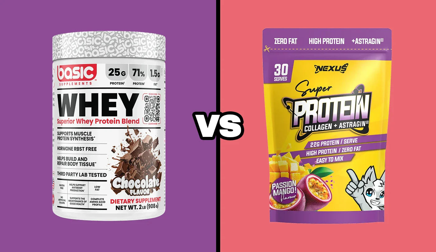 Basic Supplements Whey Protein vs Nexus Super Protein Water – Blog Image