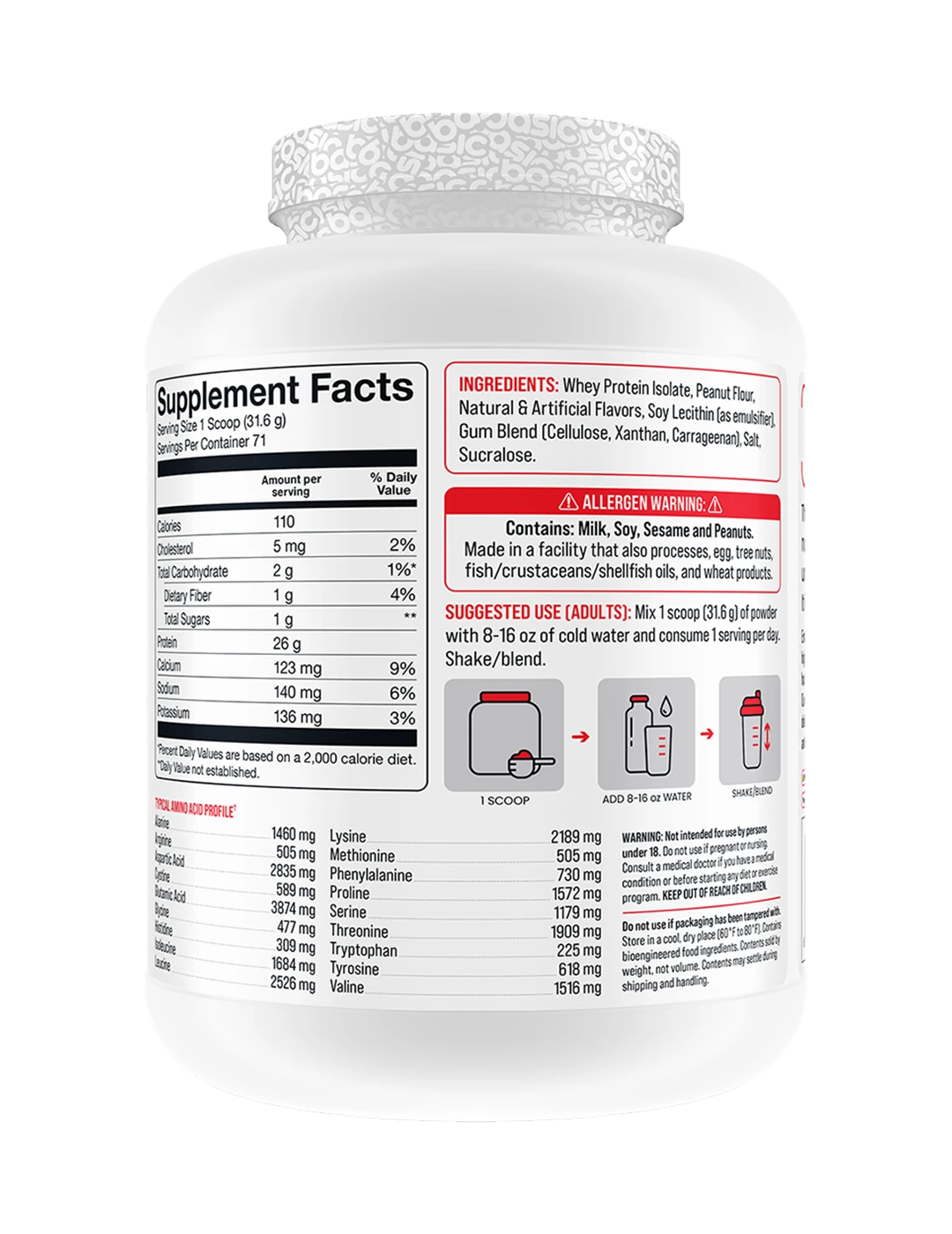 Basic Supplements Isolate 5 LB Peanut Butter Cookie Right | ASN