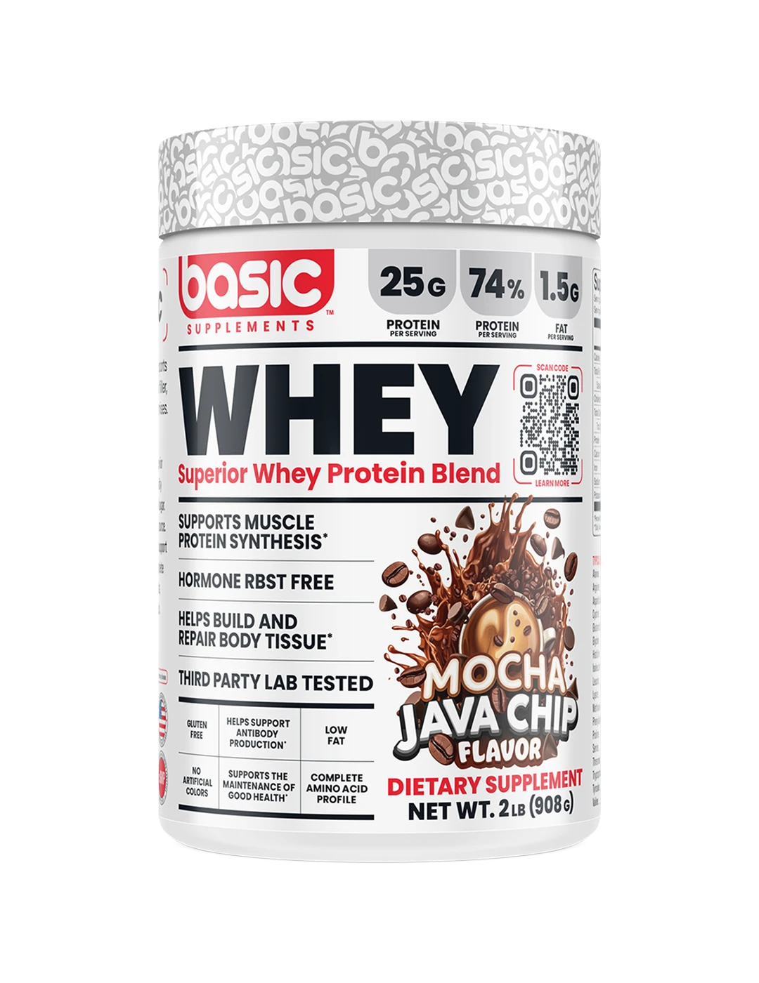 Basic Supplements Whey 2lb Mocha Java Front | ASN