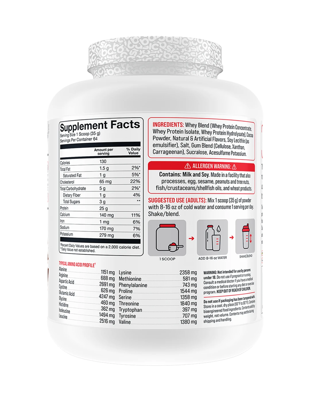Basic Supplements Whey 5 LB Chocolate SFP | ASN