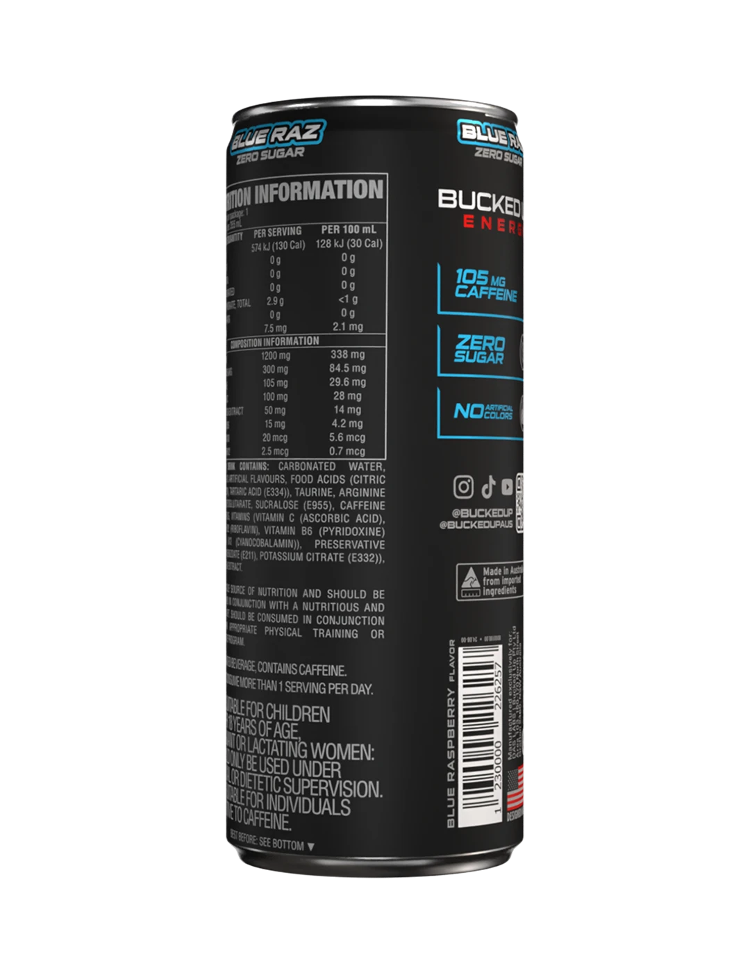 Bucked Up Bucked Up Energy 355m L Blue Raz NIP Left | ASN