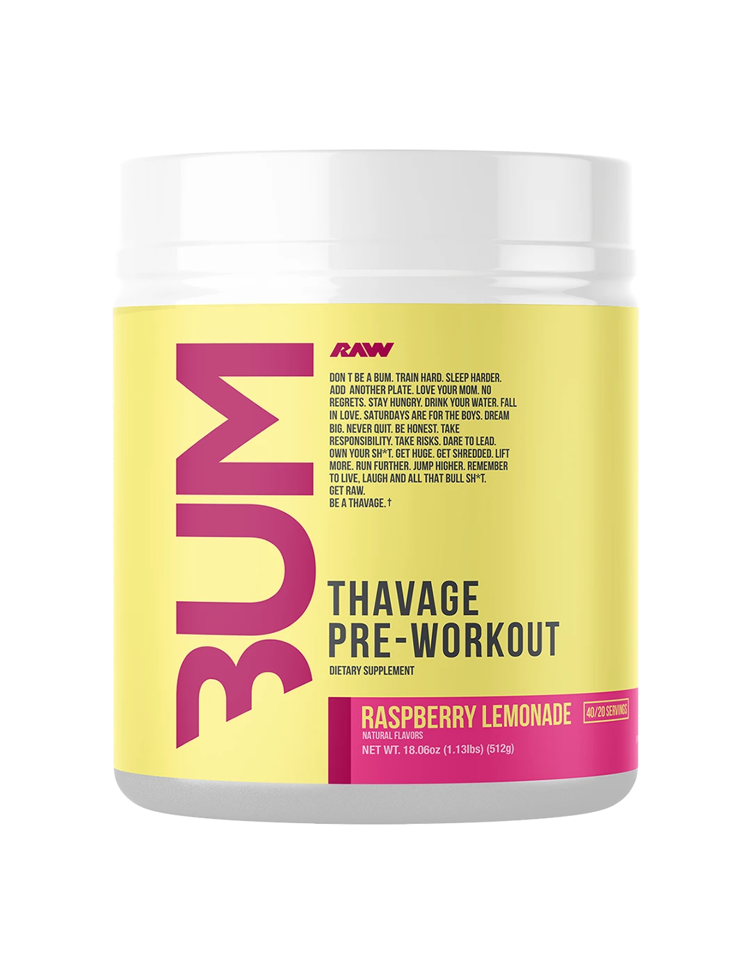 CBUM Thavage 40 Serve Raspberry Lemonade Front | ASN