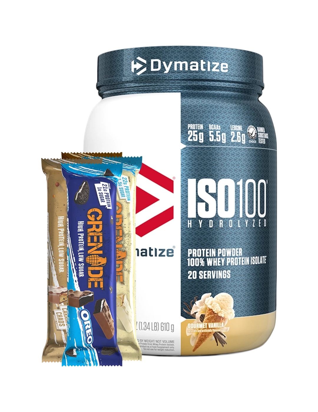 Dymatize ISO100 Whey Protein Isolate + 6 Free Grenade Protein Bars