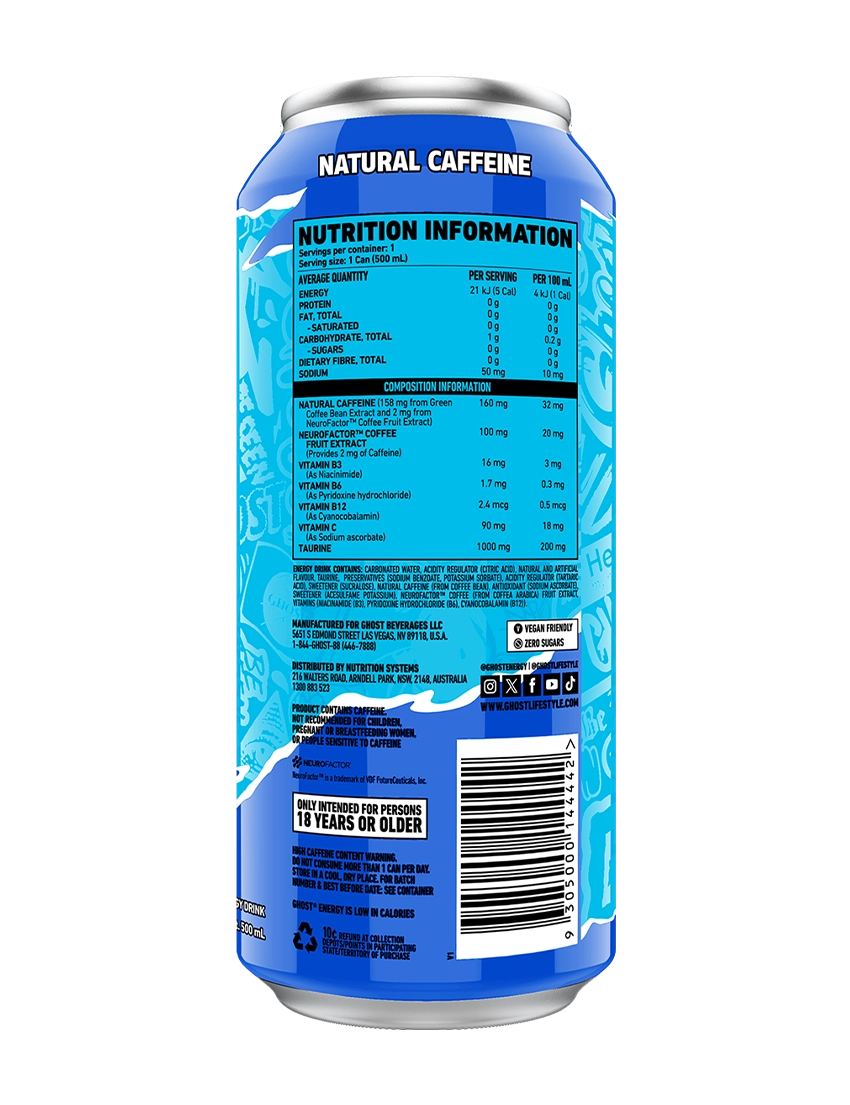 Ghost Energy 500m L Blue Raspberry Back | ASN