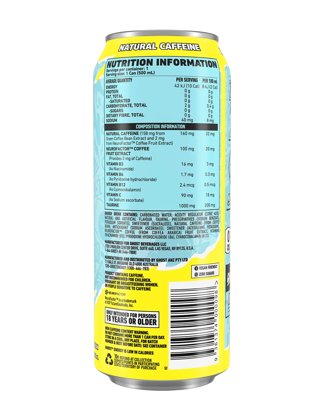 Ghost Energy 500m L Iced Tea Lemonade NIP | ASN
