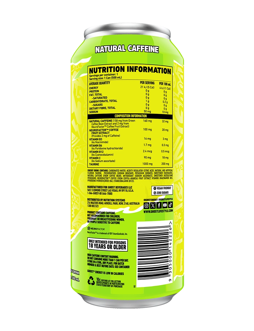 Ghost Energy 500m L Original Lemon Lime Back | ASN