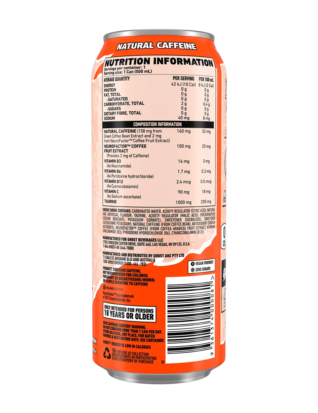 Ghost Energy 500m L Peaches NIP | ASN