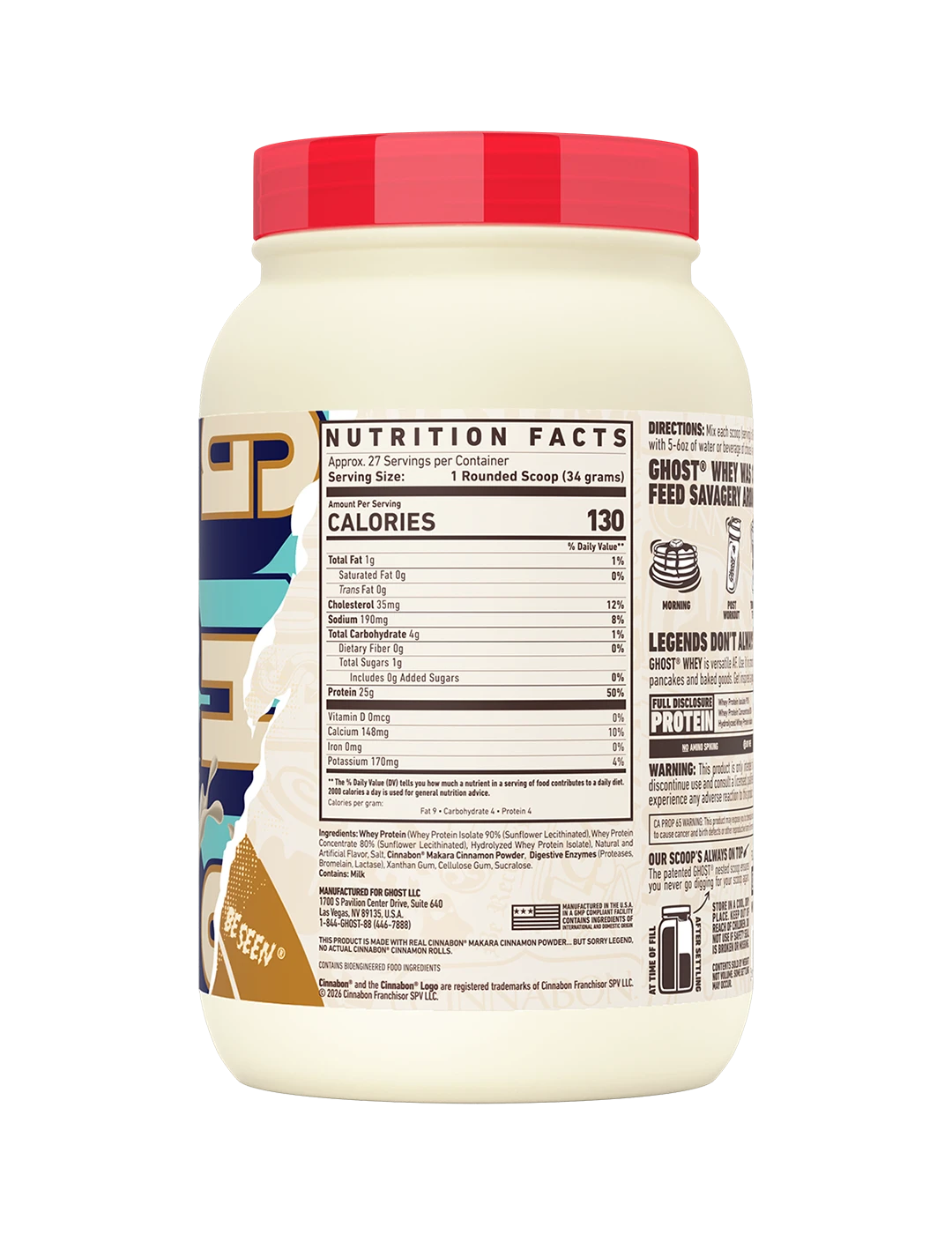 Ghost Whey Protein Cinnabon 2lb Nutrition Information Panel – GHOST | ASN