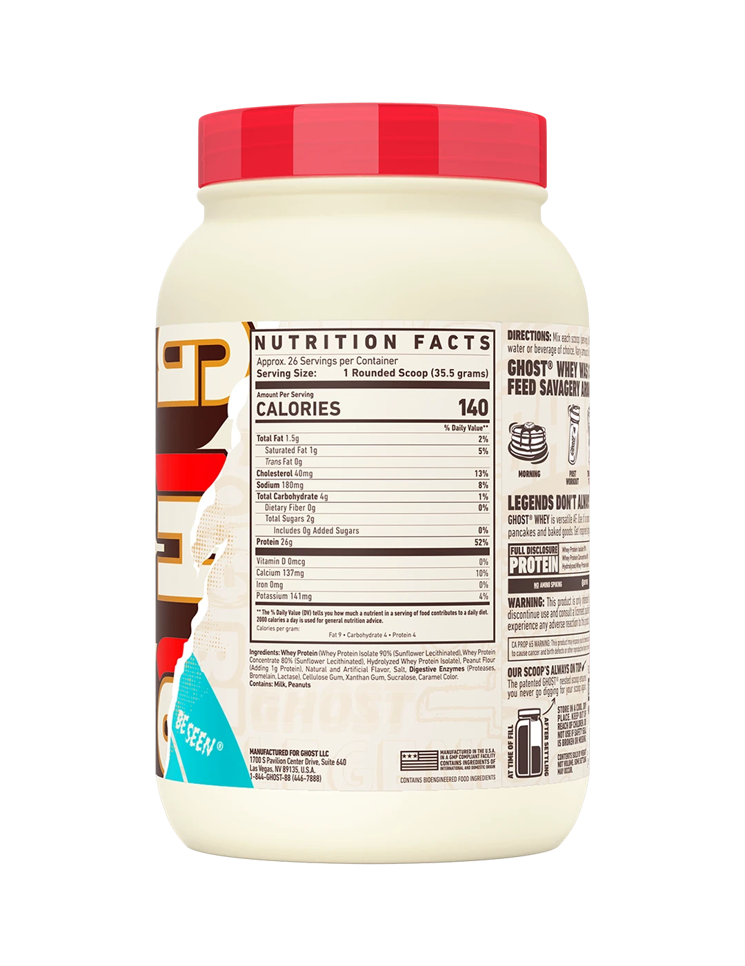 Ghost Whey Protein Peanut Butter Cereal Milk 2lb Nutrition Information Panel – GHOST | ASN