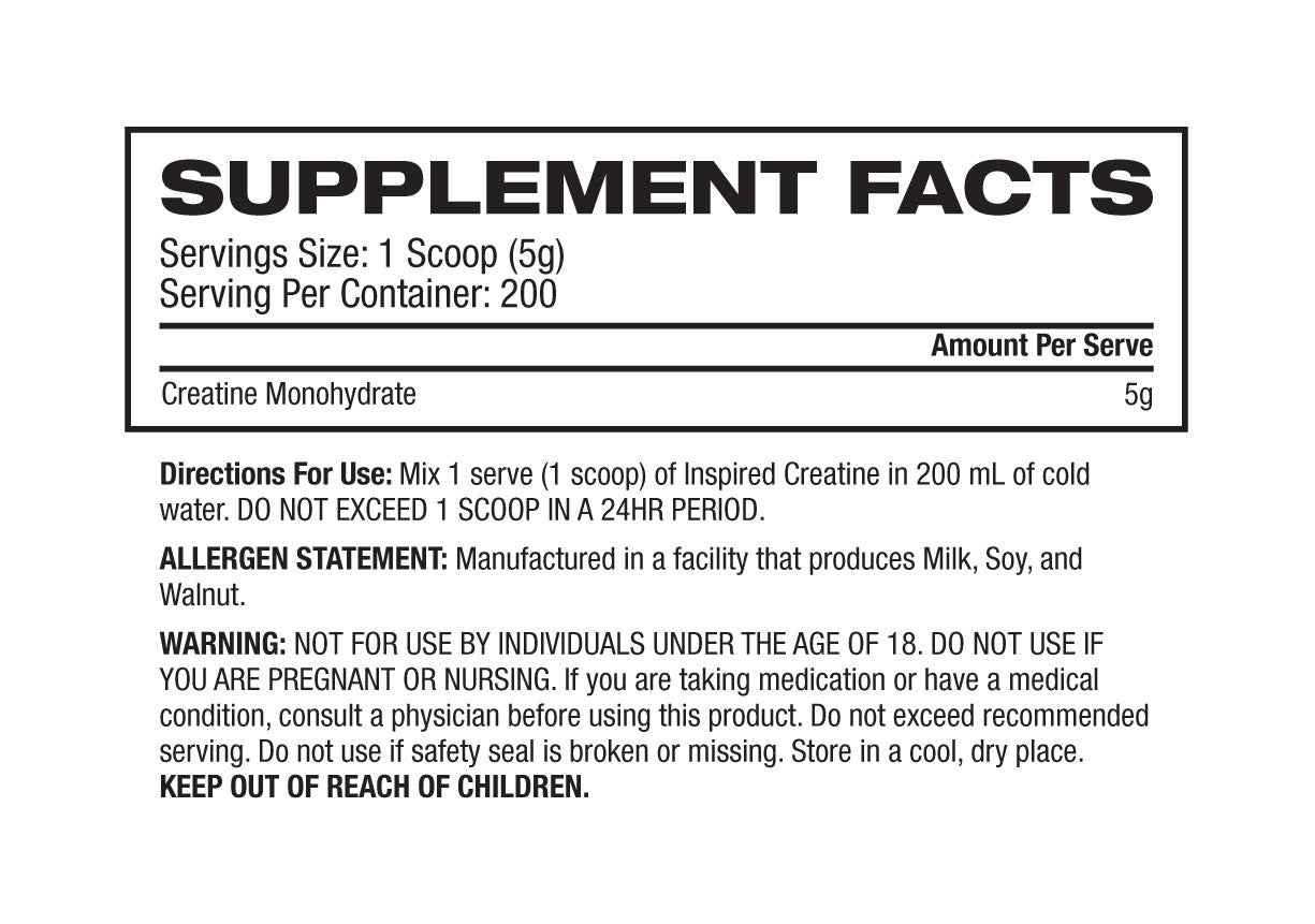 Inspired Creatine 1kg Unflavoured SFP | ASN