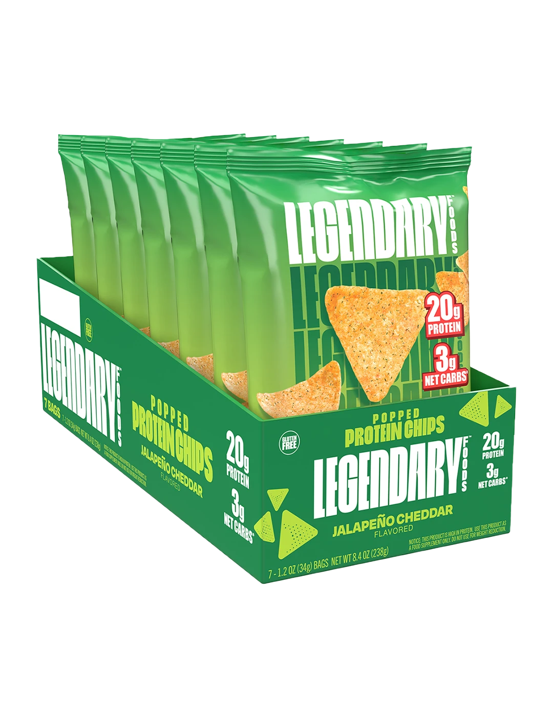 Legendary Foods Protein Chips 34g Jalapeno Left Elevated | ASN