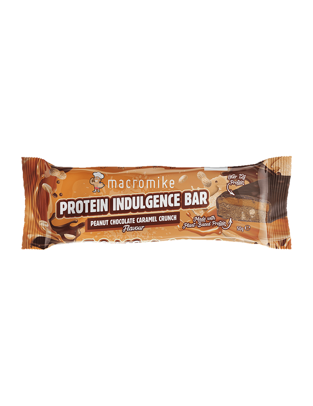 Macro Mike Protein Indulgence Bar Peanut Chocolate Caramel Crunch 50g Front – Macro Mike | ASN