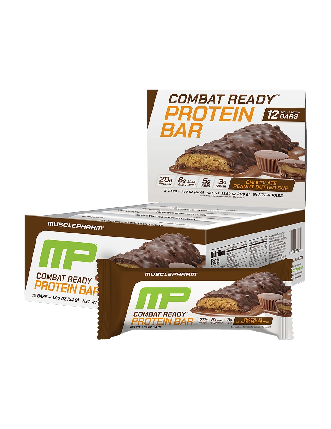 Muscle Pharm Combat Ready Protein Bar Chocolate Peanut Butter Cup Box | ASN