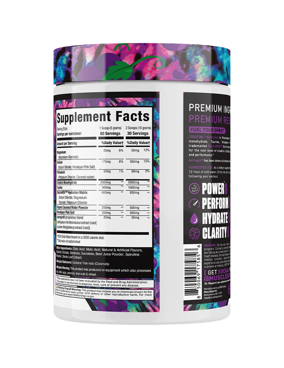 Muscle Sport Creatine Hydration 300g Groovy Grape Punch NIP | ASN