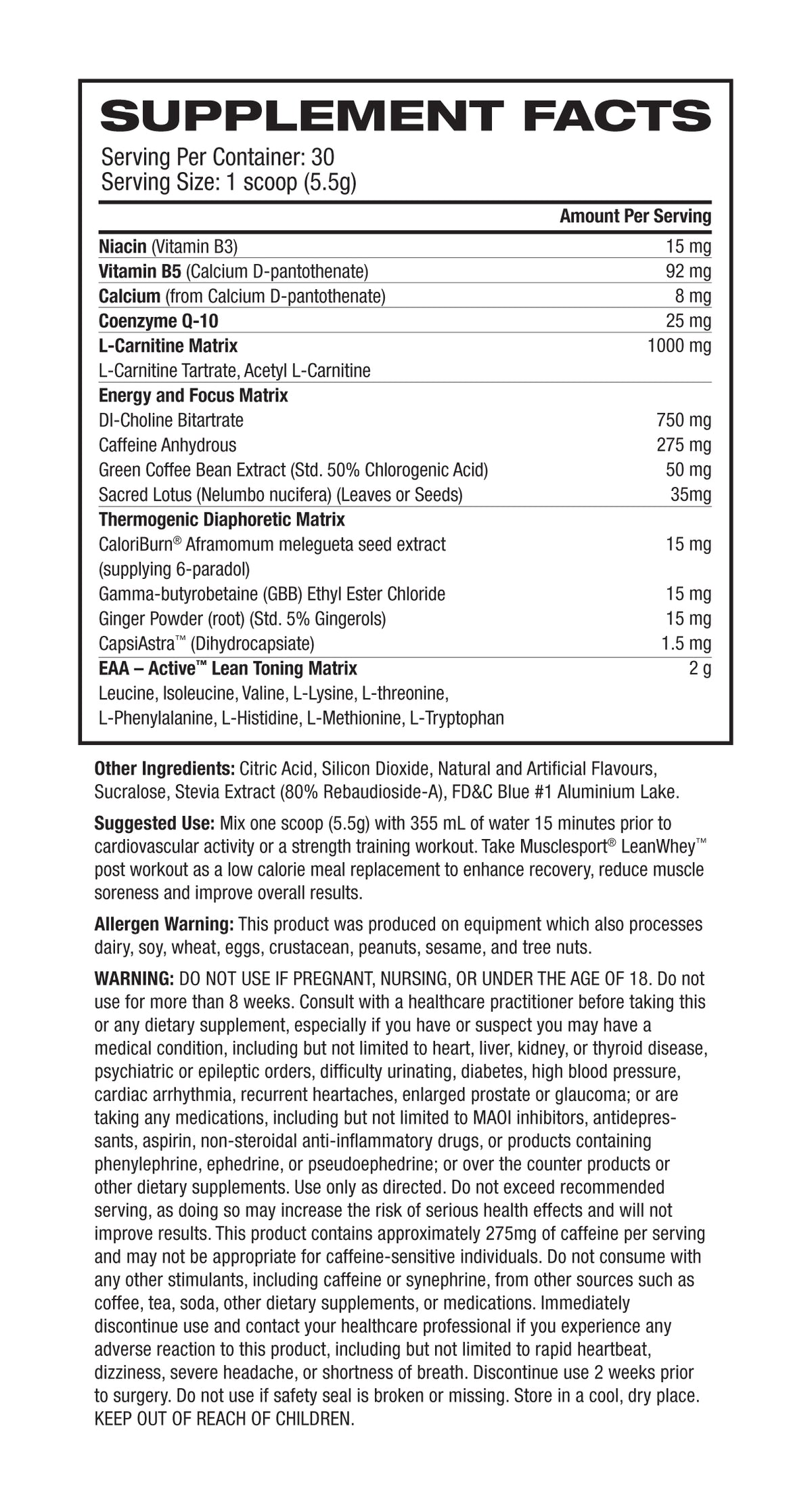 Musclesport CardioBurn Thermogenic Pre-Workout