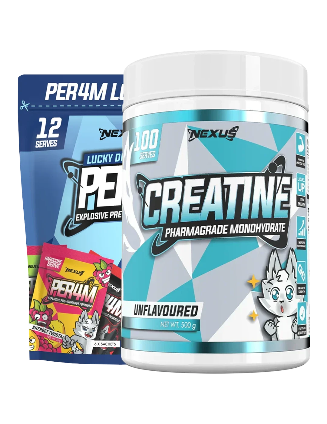 Nexus Creatine Monohydrate + Free PER4M Pre-Workout