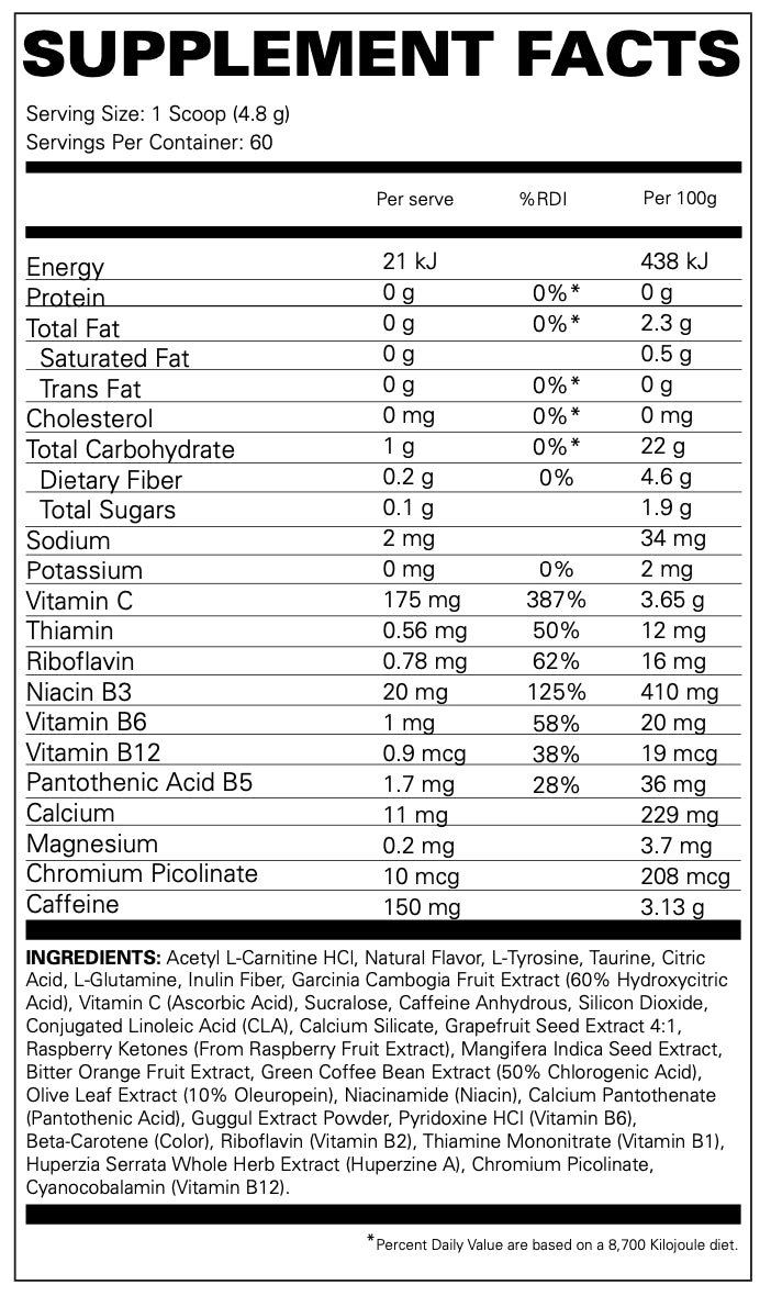 Oxy Shred Gummy Snake Nutrition Information | ASN