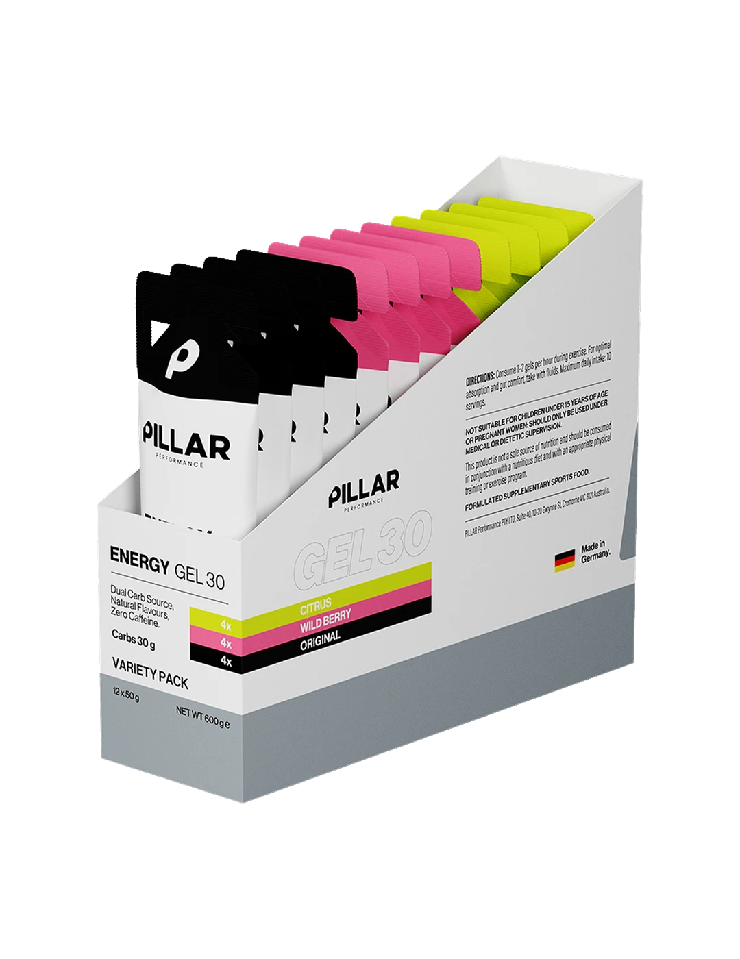 Pillar Performance Energy Gel 30 Variety Pack 12x50g Box – Pillar Performance | ASN