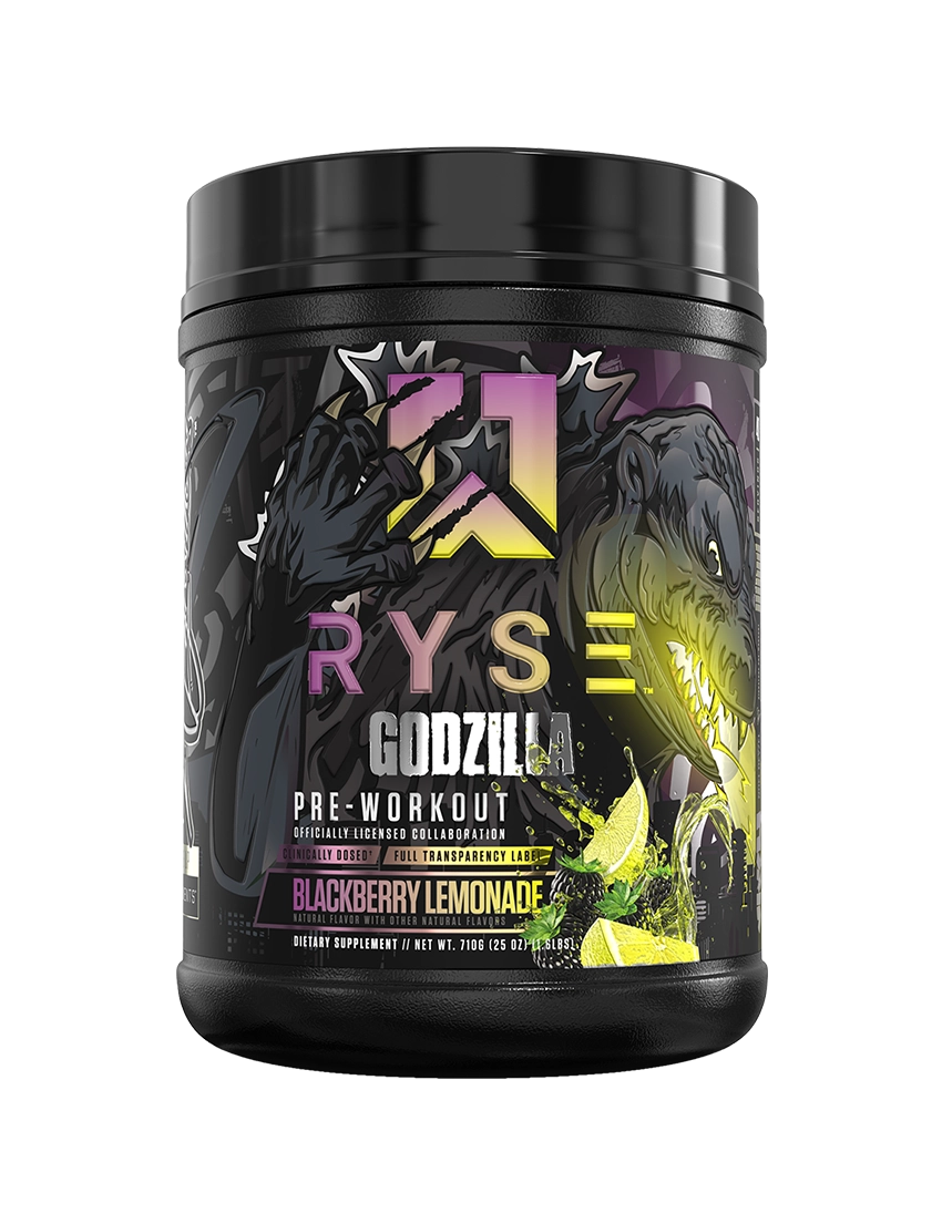 RYSE Godzilla Pre Workout 40 Serve Blackberry Lemonade Front | ASN