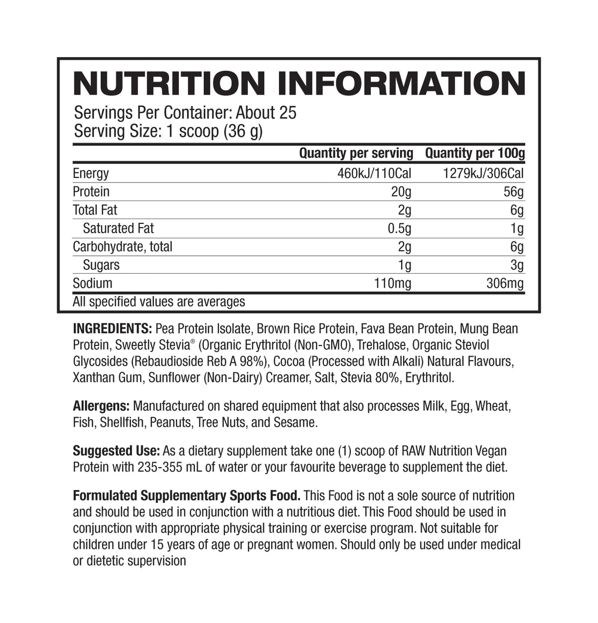 Raw Nutrition Vegan Protein