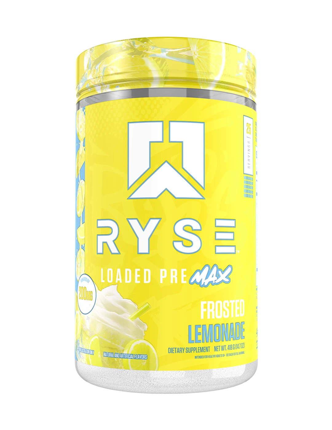 Ryse Loaded Pre Max 25 Servings Frosted Lemonade Front | ASN