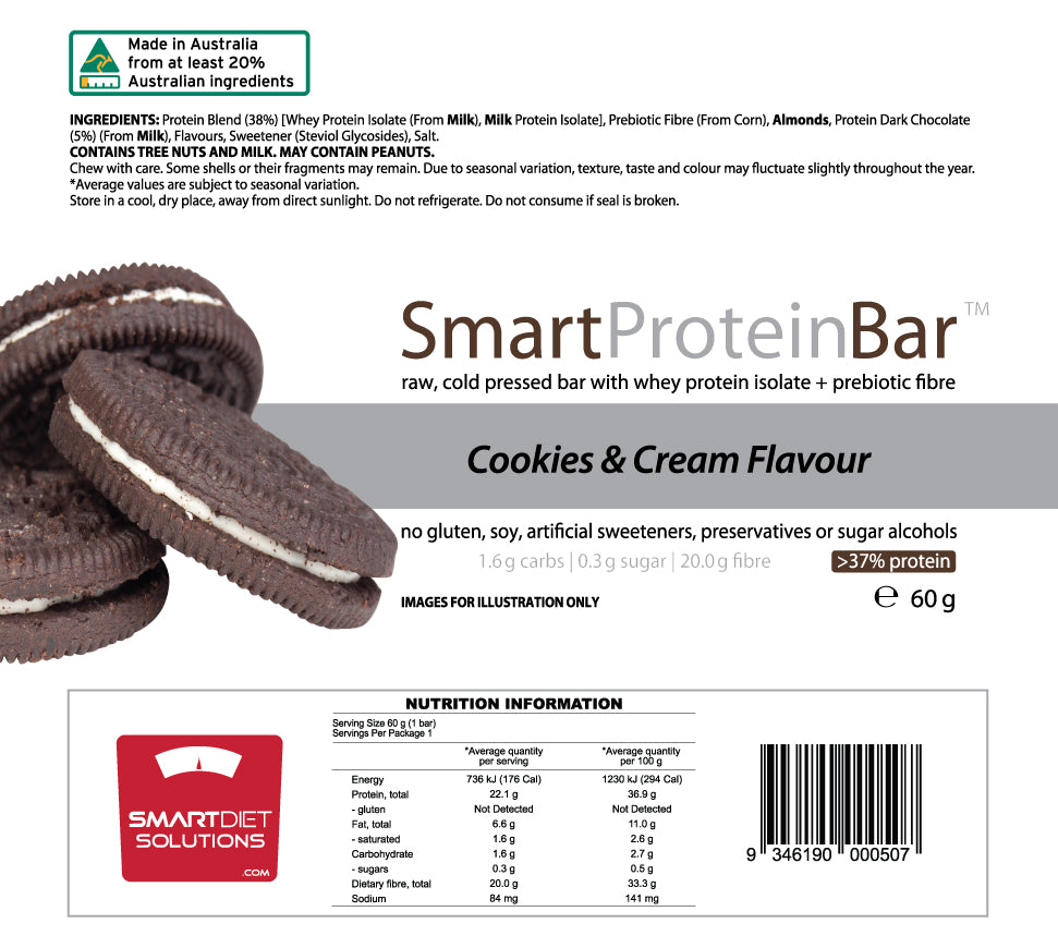 Smart Protein Bar Cookies Cream NIP | ASN