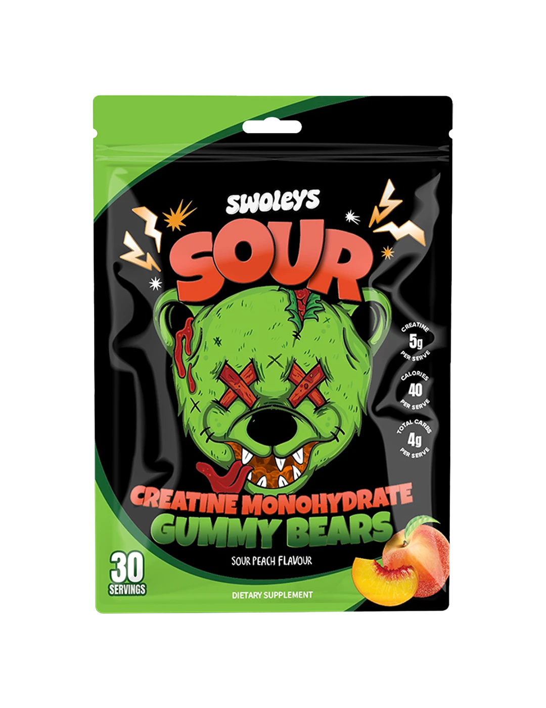 Swoleys Creatine Gummy Bears 30 Servings Sour Peach | ASN