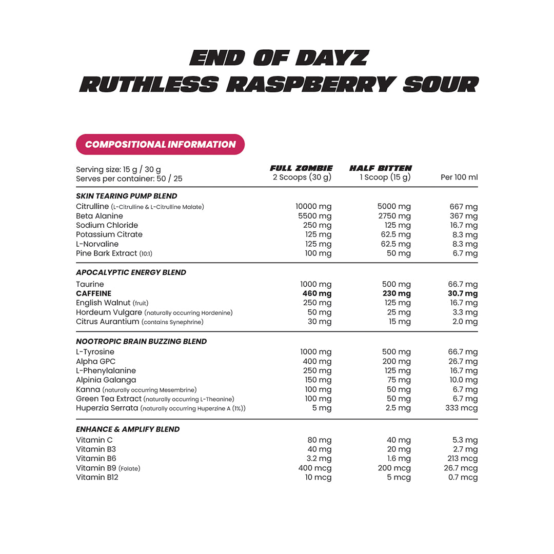 Zombie Labs END OF DAYZ Apocalyptic Pre-Workout + Free Gym Towel