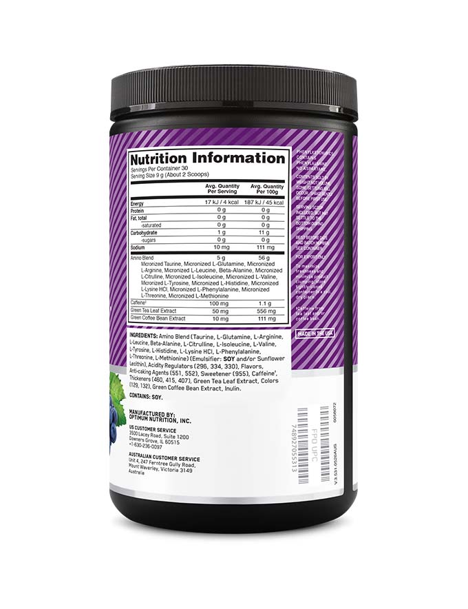 Optimum Nutrition Essential Amino Energy - Supplement Information | ASN Online