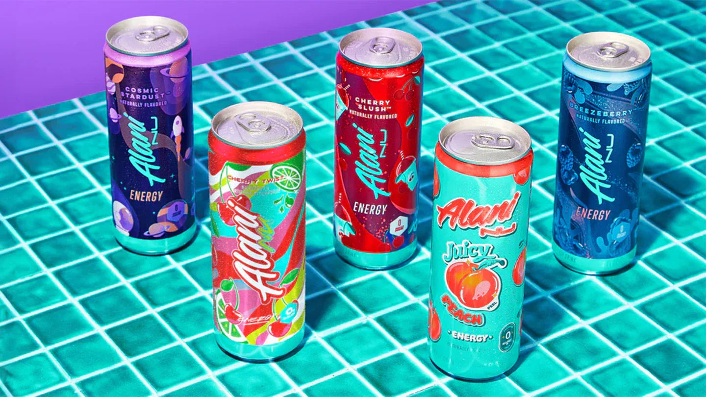 Alani Nu Energy Drinks on display