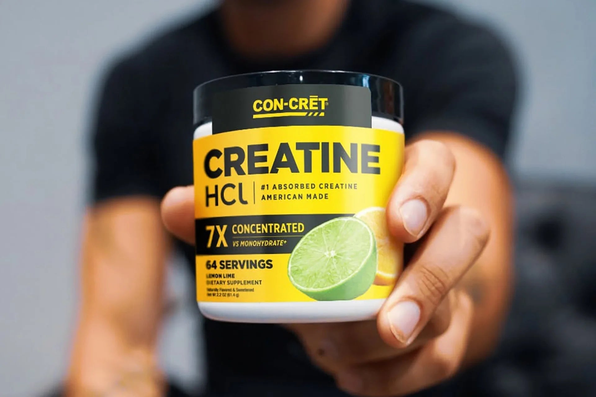 Athlete Holding CON-CRET Creatine HCl - Lemon Lime