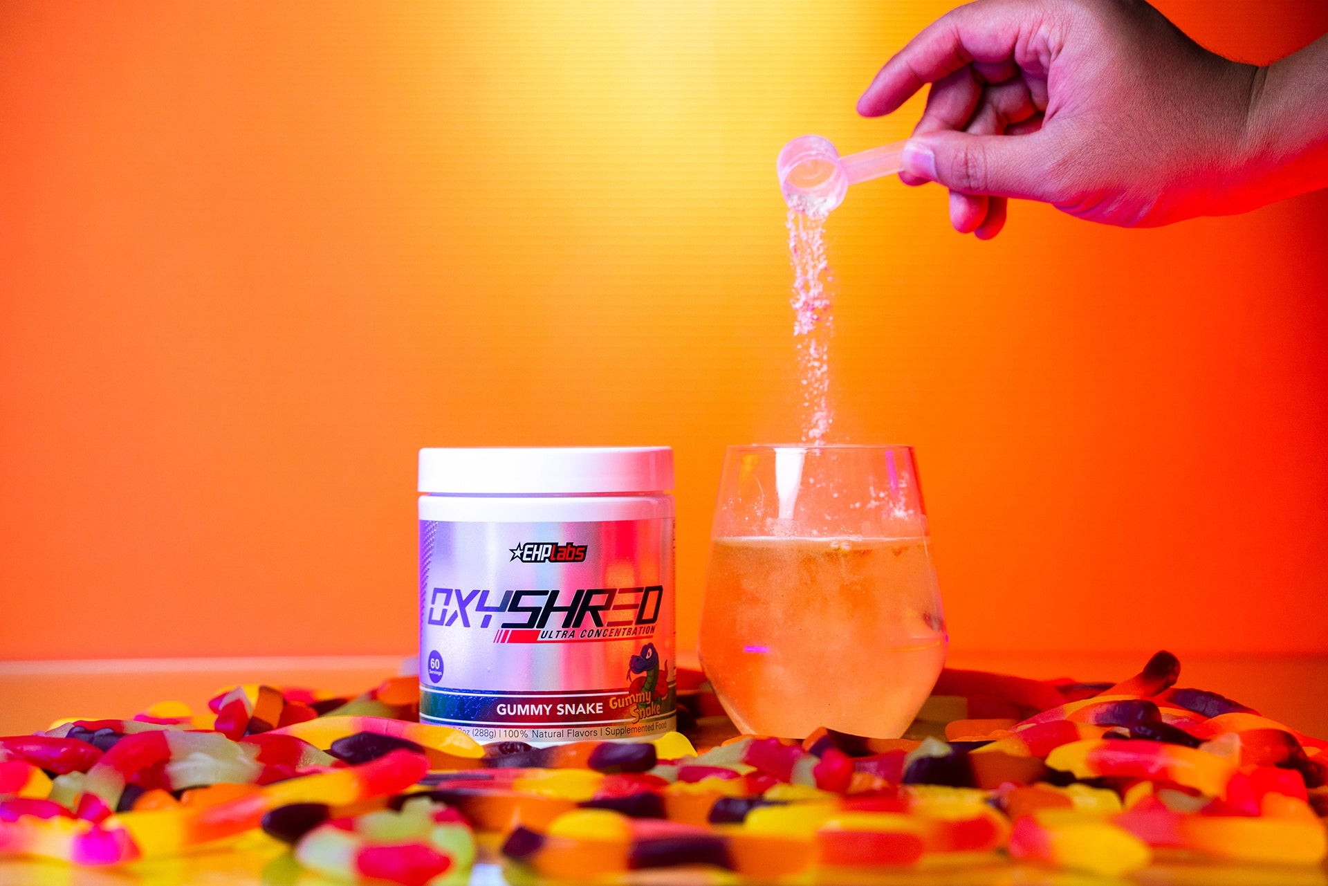 EHP Labs OxyShred: Gummy Snake Product Photoshoot