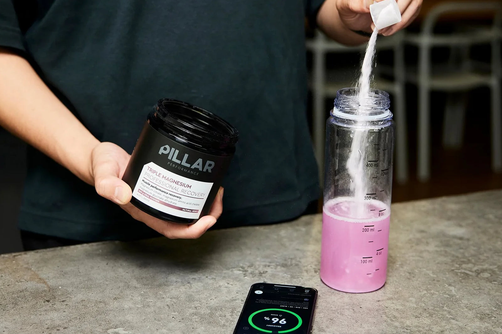 Pillar Performance Triple Magnesium - Being mixed in bottle