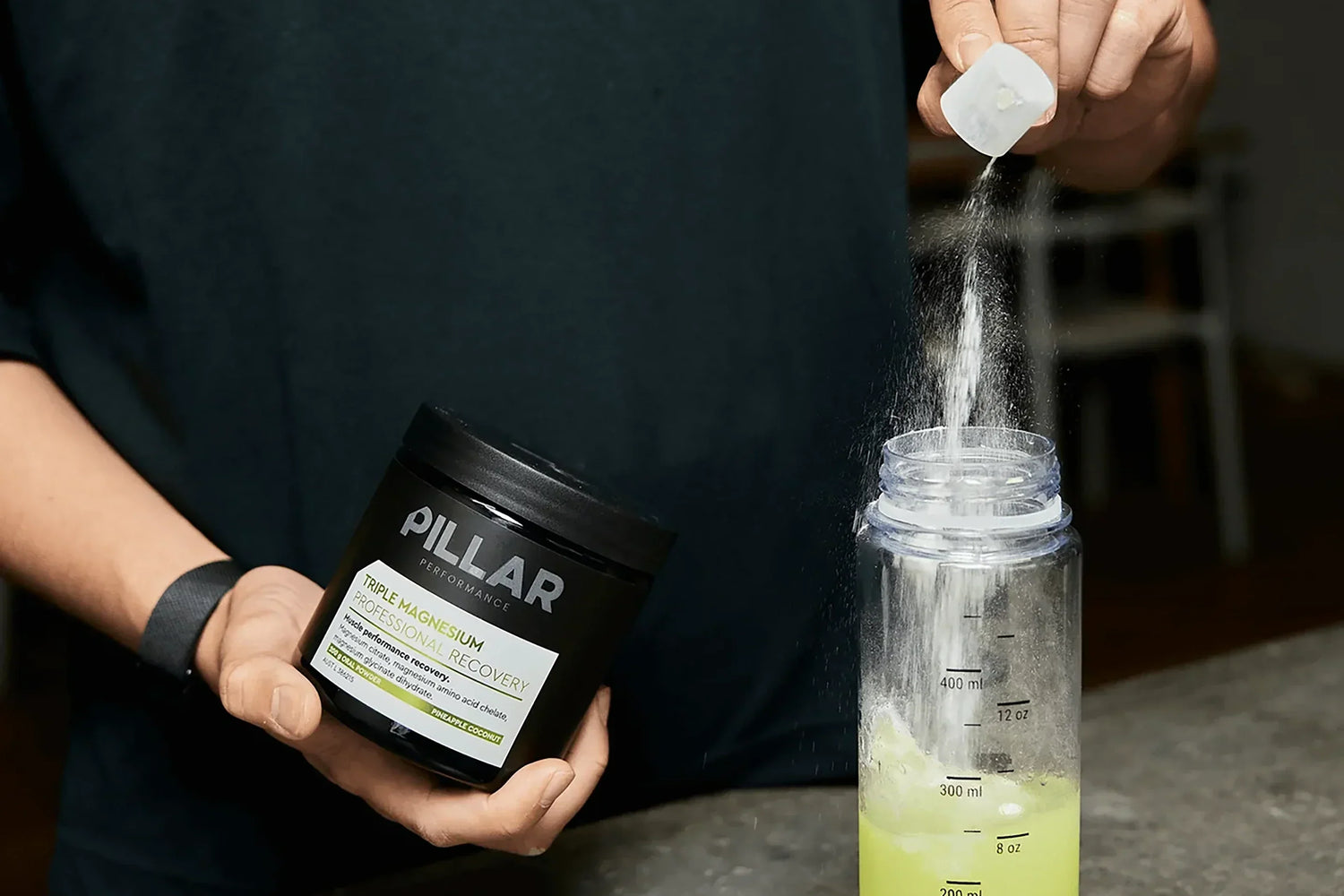 Pillar Triple Magnesium - Pineapple Coconut being mixed in to a bottle