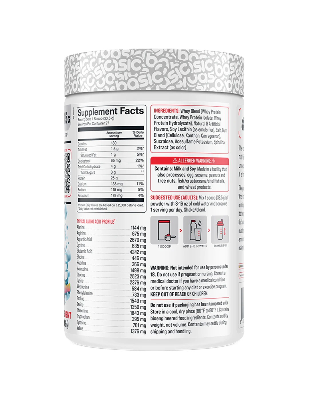 Basic Whey Protein Blue Marshmallow 2lb Bottle V1 Right | ASN