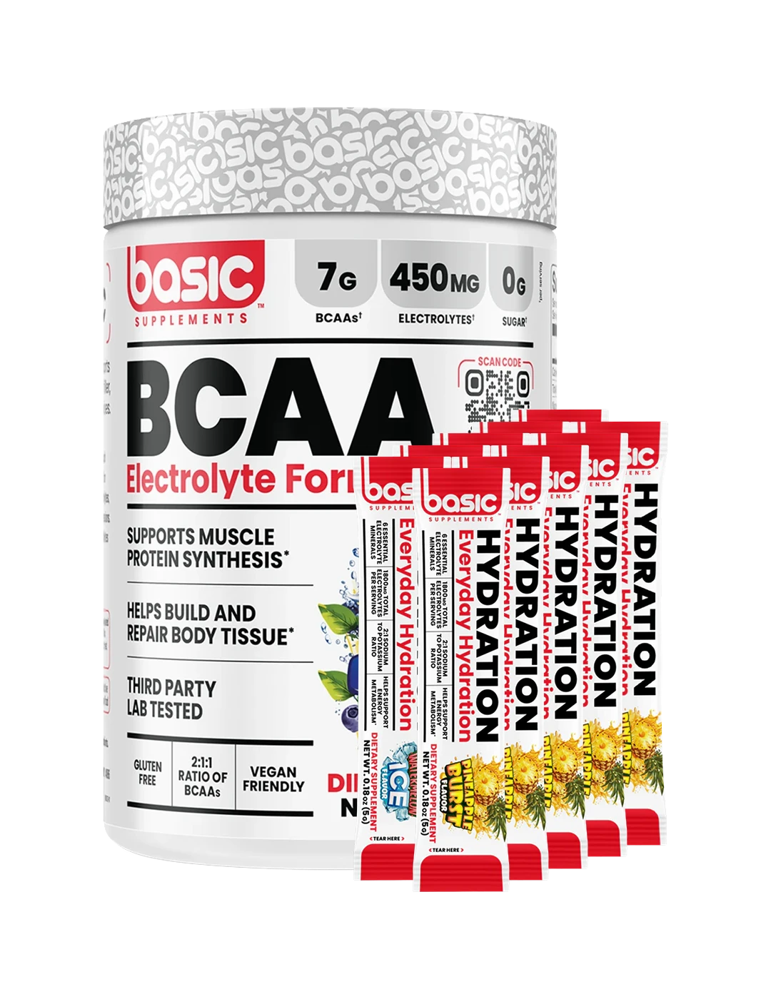 Basic Supplements BCAA Electrolyte Formula + Free Hydration