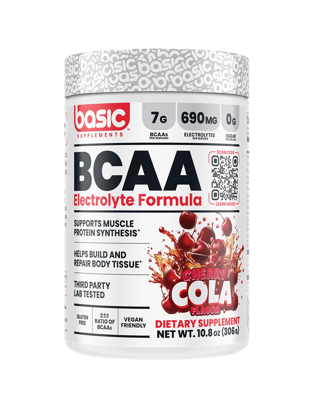 Basic Supplements BCAA 30 Serve Cherry Cola Front | ASN