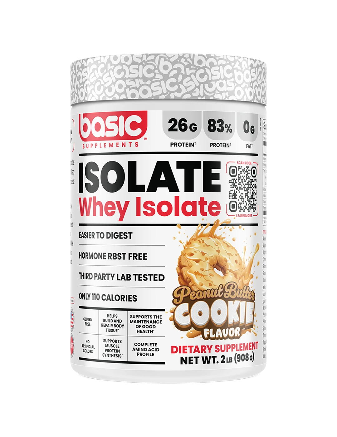 Basic Supplements Isolate 2 LB Peanut Butter Cookie Front | ASN