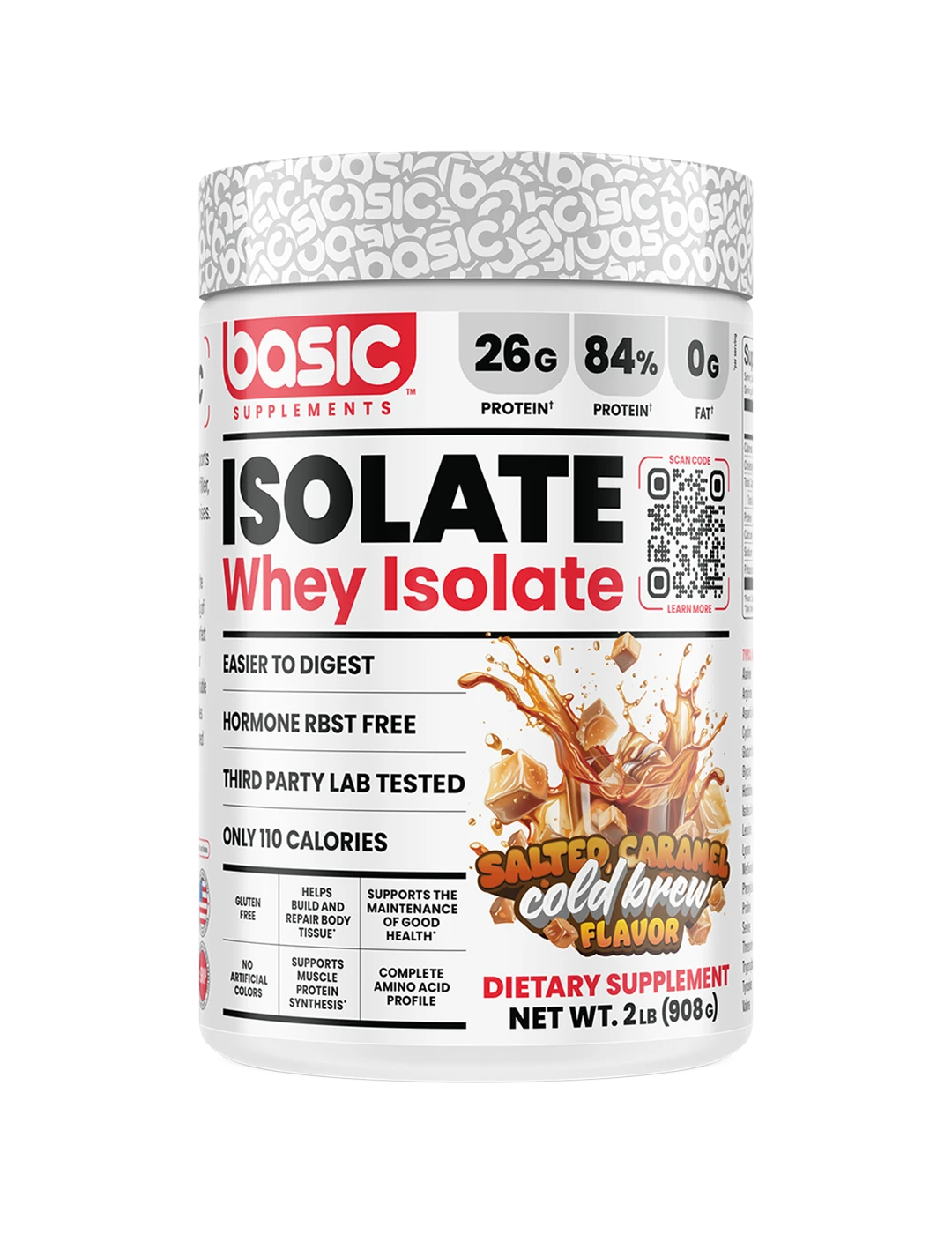 Basic Supplements Isolate 2 LB Salted Caramel Cold Brew Front | ASN