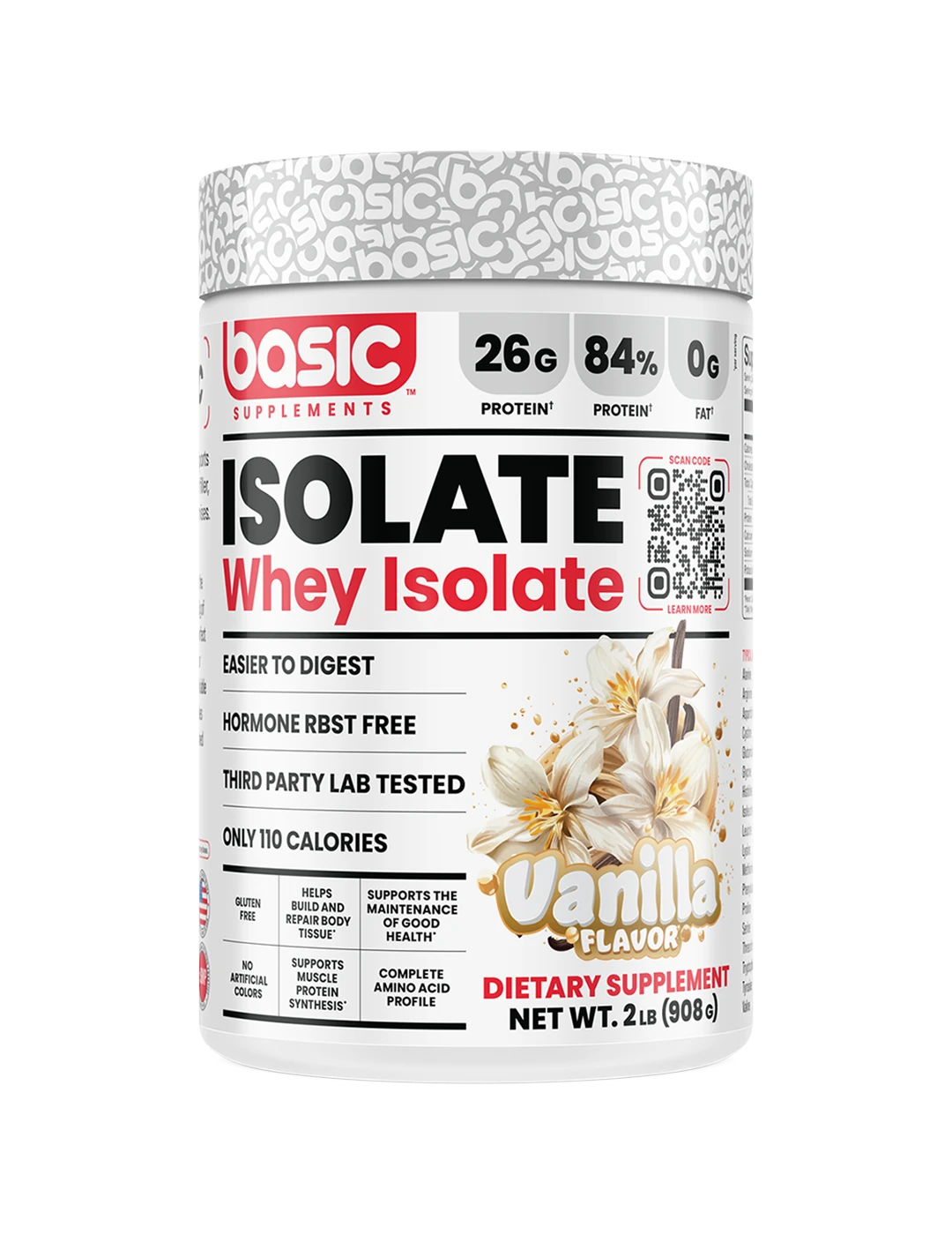 Basic Supplements Isolate 2 LB Vanilla Front | ASN