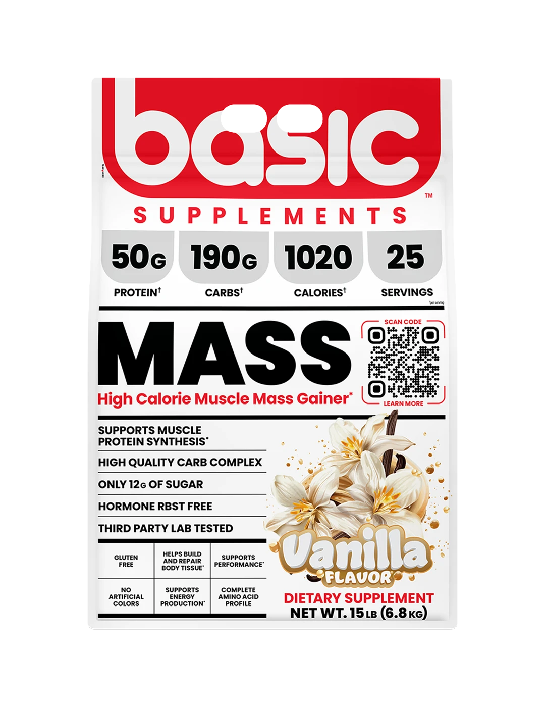 Basic Supplements Mass 15 LB Vanilla Front | ASN