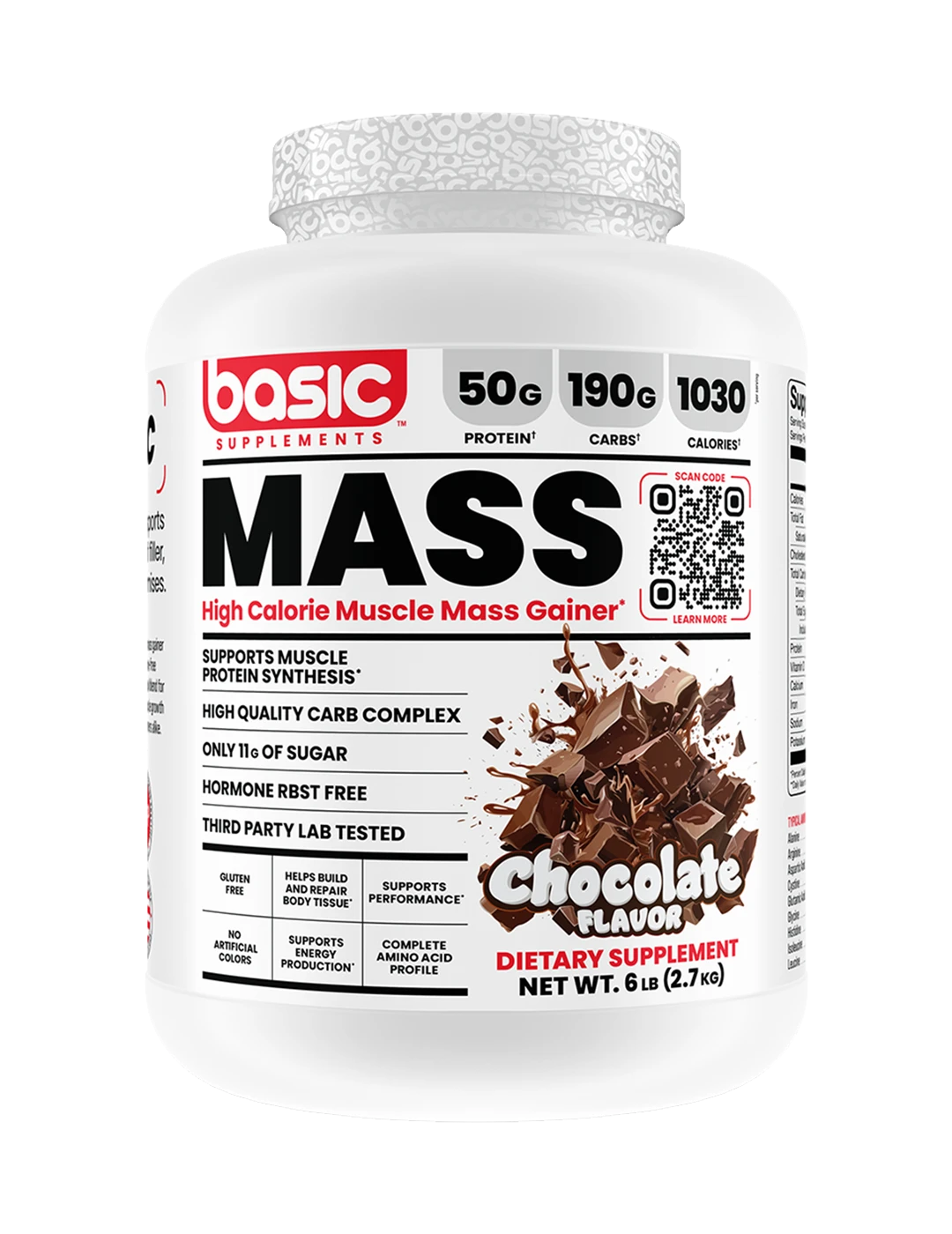 Basic Supplements Mass 6 LB Chocolate Front | ASN