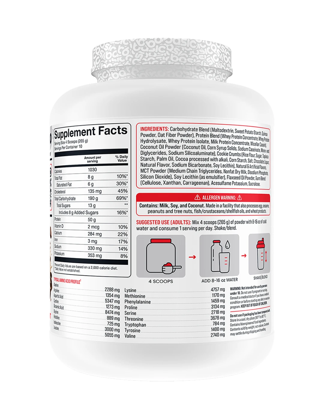 Basic Supplements Mass 6 LB Cookies And Cream Left | ASN