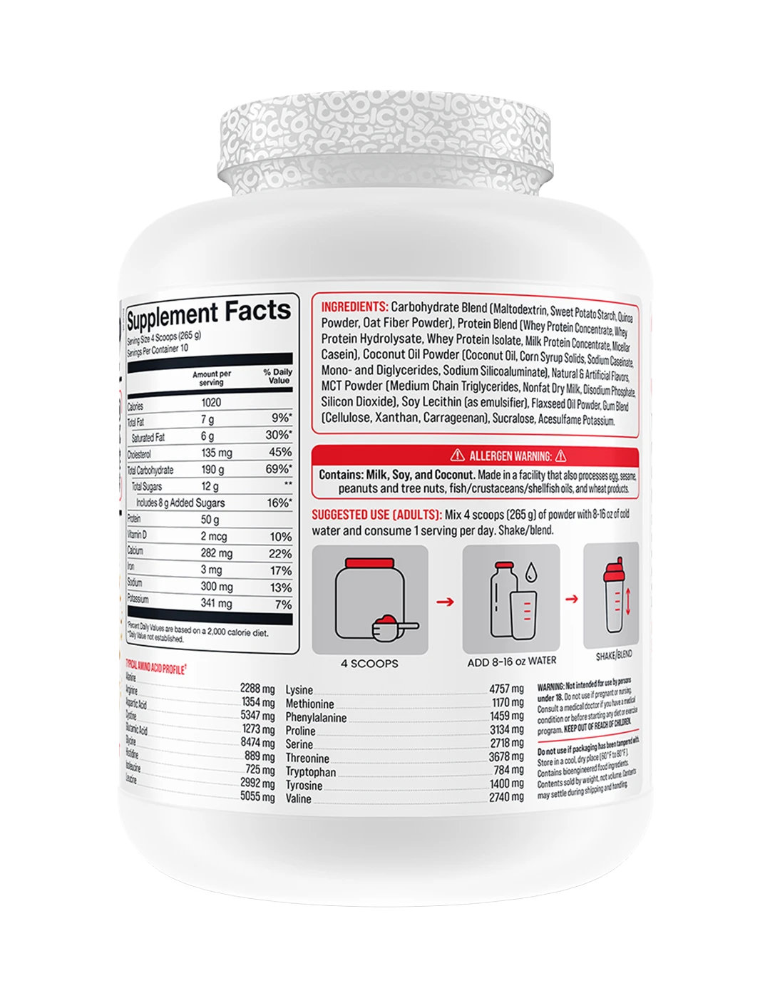 Basic Supplements Mass 6 LB Vanilla Right | ASN