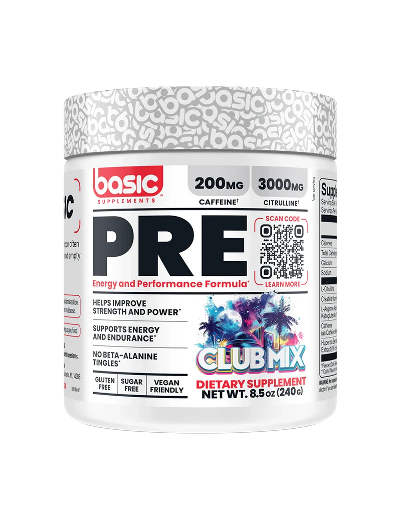 Basic Supplements Pre 30 Serve Club Mix Front | ASN