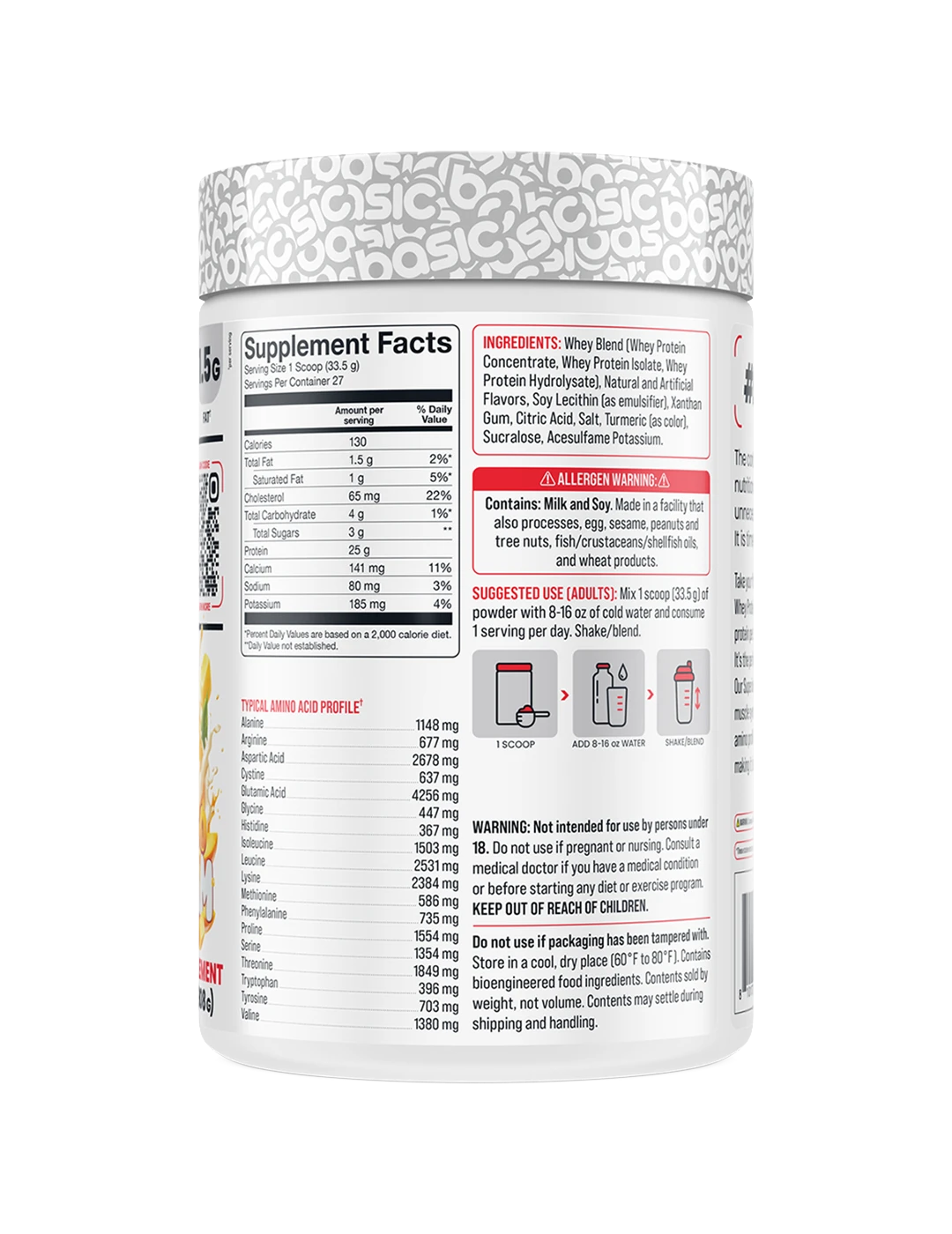 Basic Supplements Whey 2lb Mango Cream SFP | ASN