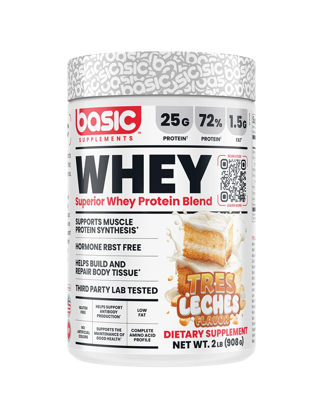 Basic Supplements Whey 2lb Tres Leches Front | ASN