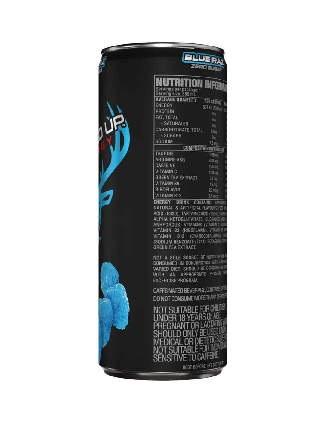 Bucked Up Bucked Up Energy 355m L Blue Raz NIP Right | ASN