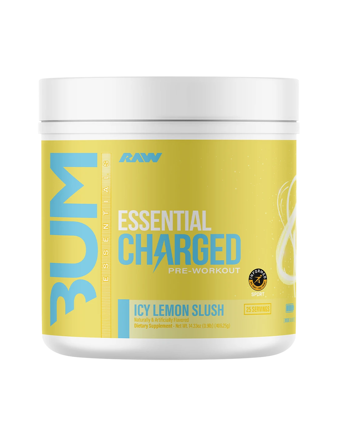 CBUM Essential Charged Pre-Workout Icy Lemon Slush 25 Servings – RAW Nutrition | ASN