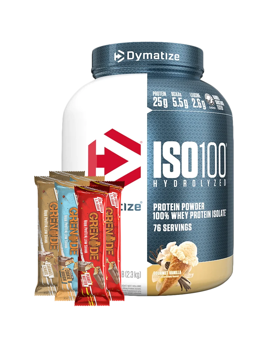 Dymatize ISO100 Whey Protein Isolate + Free Grenade Bars